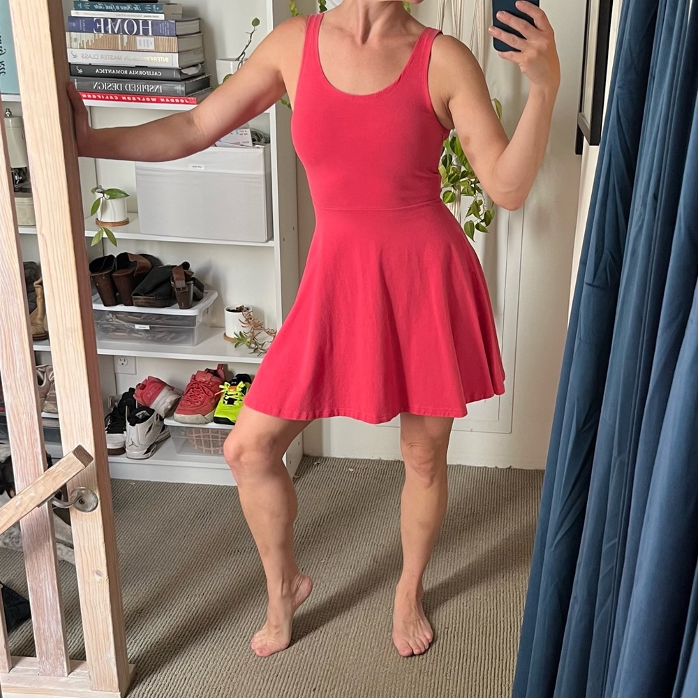 Vintage 00s Express Coral A-Line Cotton Skater Dress